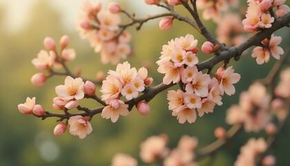 Cherry Blossom Blooming on Branch