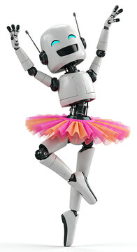 Robot en pointe dancing ballet happily
