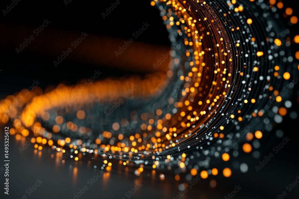 Poster Colorful swirling light patterns creating a mesmerizing visual effect in a dark environment