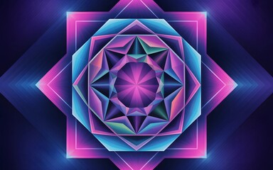 Futuristic Neon Geometric Abstract Background Collection with Vibrant 3D Shapes and Digital Patterns in Purple and Blue Tones