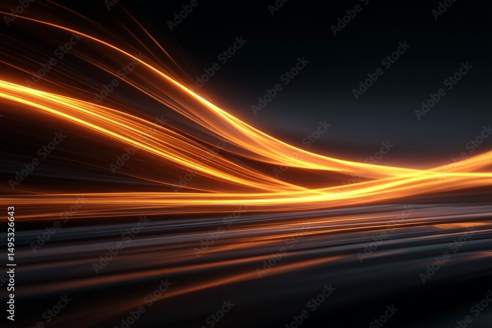 Poster beautiful light trails create an abstract design against a dark background at night