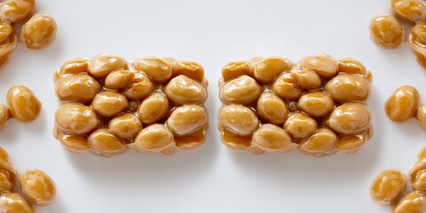 Isolated Close-Up of Sticky Natto Gum with Symmetrical Arrangement