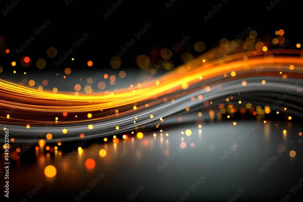 Poster Colorful light trails swirl against a dark background, creating a mesmerizing visual effect of movement and energy