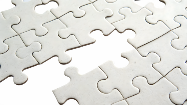 white puzzle pieces top view