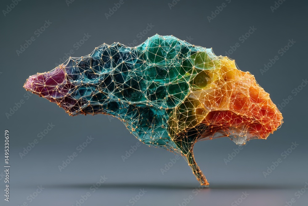 Aufkleber Colorful abstract representation of a neural network model showcasing digital art design