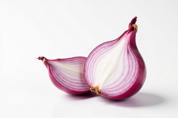 Single red onion, vibrant color, clean white background, ingredient, salsa