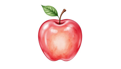 A ripe red apple with fresh green leaf, symbol of health and natural goodness