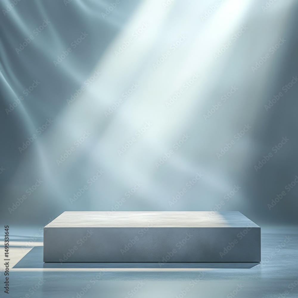 Aufkleber a minimalist display platform illuminated by soft light, suggesting a serene atmosphere.