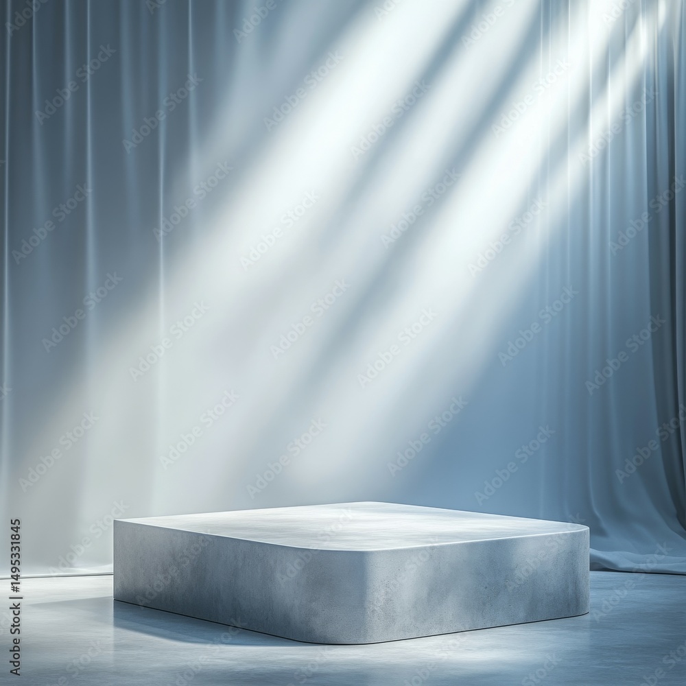 Poster a minimalist stage illuminated by soft light, creating a serene atmosphere.