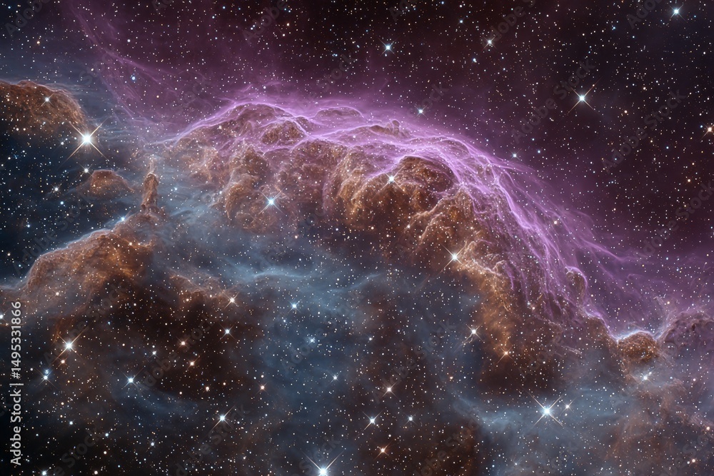 Poster Stunning view of cosmic nebula with vibrant colors and intricate gas clouds captured from deep space