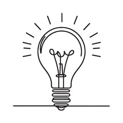 light bulb idea vector illustration simple one line drawing