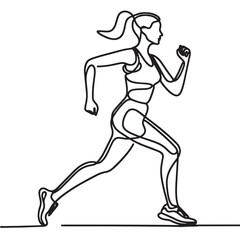 running woman silhouette hand drawn vector illustration simple one line drawing