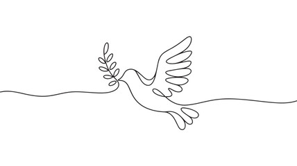 dove of peace  vector illustration simple one line drawing