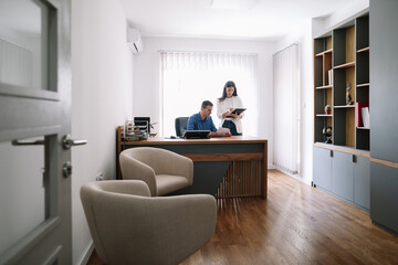 Professional legal team working in law office