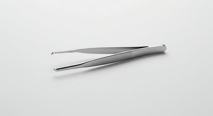 Angled Stainless Steel Tweezers with Serrated Tips and Textured Grip