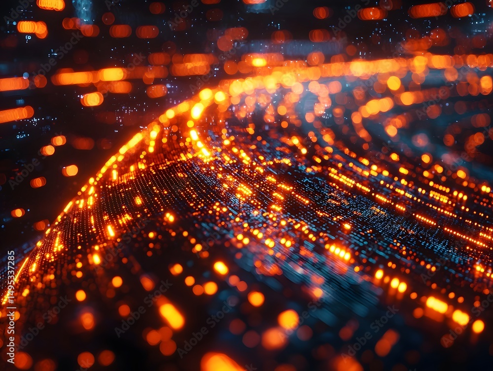 Aufkleber glowing data stream flowing through a digital network