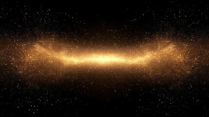 Fototapeta premium Glowing golden particles create a cosmic effect against a black background, evoking wonder