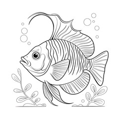 vector illustration of an aquarium fish coloring page 
