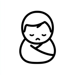 Obraz premium Sad baby wrapped in blanket, white background, icon