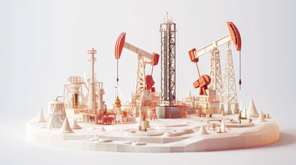 Stylized oil extraction facility model showcasing the infrastructure landscape