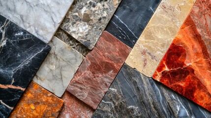 Collection of Diverse Marble Slabs Textures and Colors