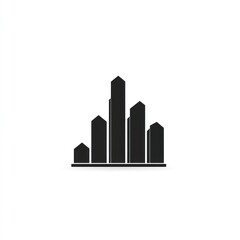 Cityscape skyline icon; urban growth; white background; infographic use
