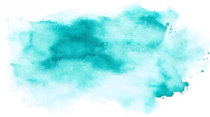 Obraz premium Teal watercolor splatter design, showing varying shades of teal and white on a white background.