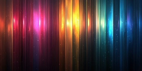 Colorful abstract design featuring vertical stripes with vibrant gradients and glowing effects in a dark background