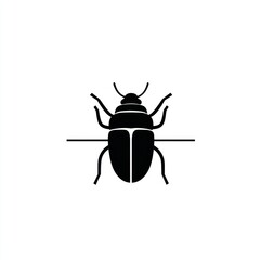 Black beetle insect illustration, white background, pest control icon