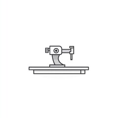 Precision tool on workbench, workshop background, industrial design