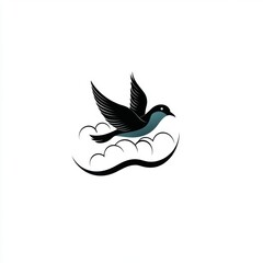 Obraz premium Bird soaring above clouds, peaceful sky, freedom, nature graphic