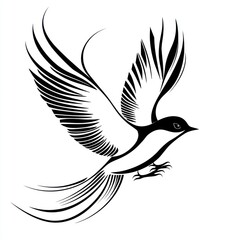 Obraz premium Stylized bird in flight, white background, design element