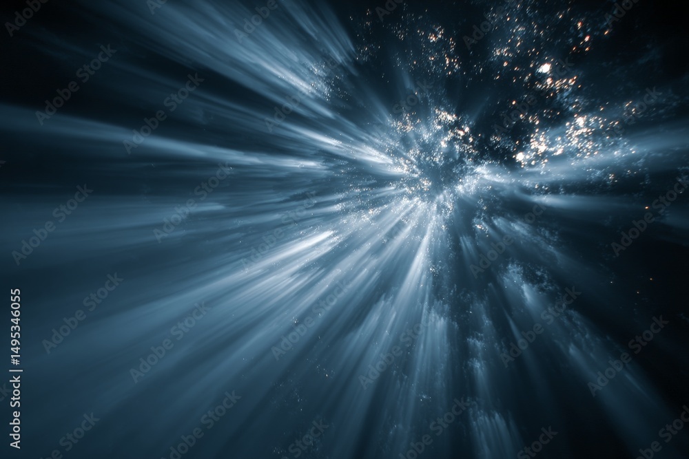 Poster underwater light beams create mesmerizing patterns in deep ocean water during daytime exploration