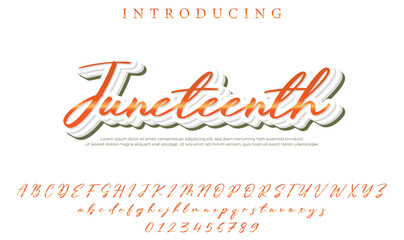 Fototapeta premium Juneteenth Font Stylish brush painted an uppercase vector letters, alphabet, typeface