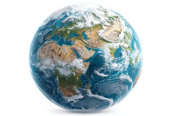 Fototapeta premium Planet Earth as seen from space showcasing diverse landscapes and blue oceans with swirling clouds in clear visibility