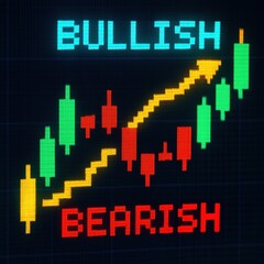 Stock Market Indicator Showing Bullish and Bearish Trends with Candlestick Chart Visuals