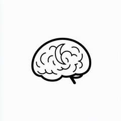 Crescent moon in brain, sleep icon, white background, mental health