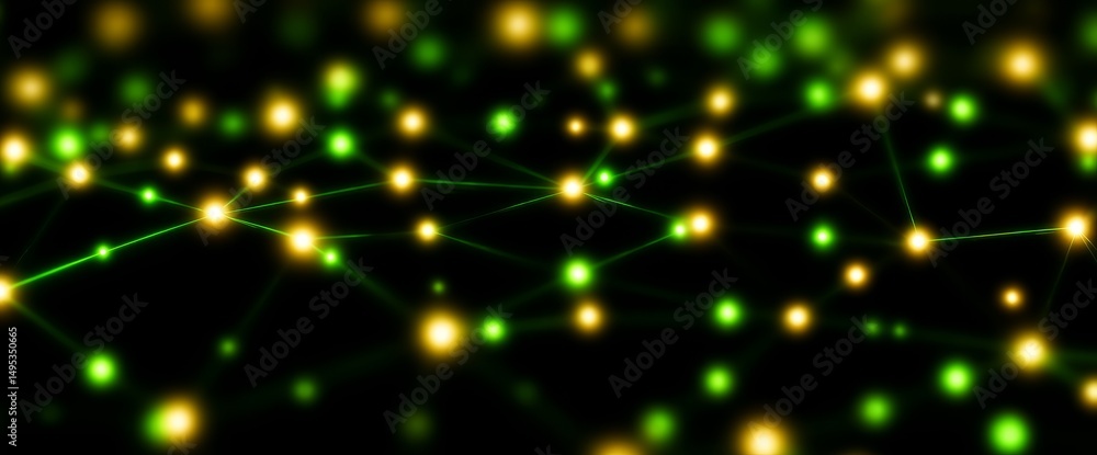Poster the abstract representation of a network, comprising interconnected nodes and lines, embodies techno