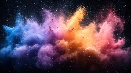 Fototapeta premium Colorful powder explosion against dark background