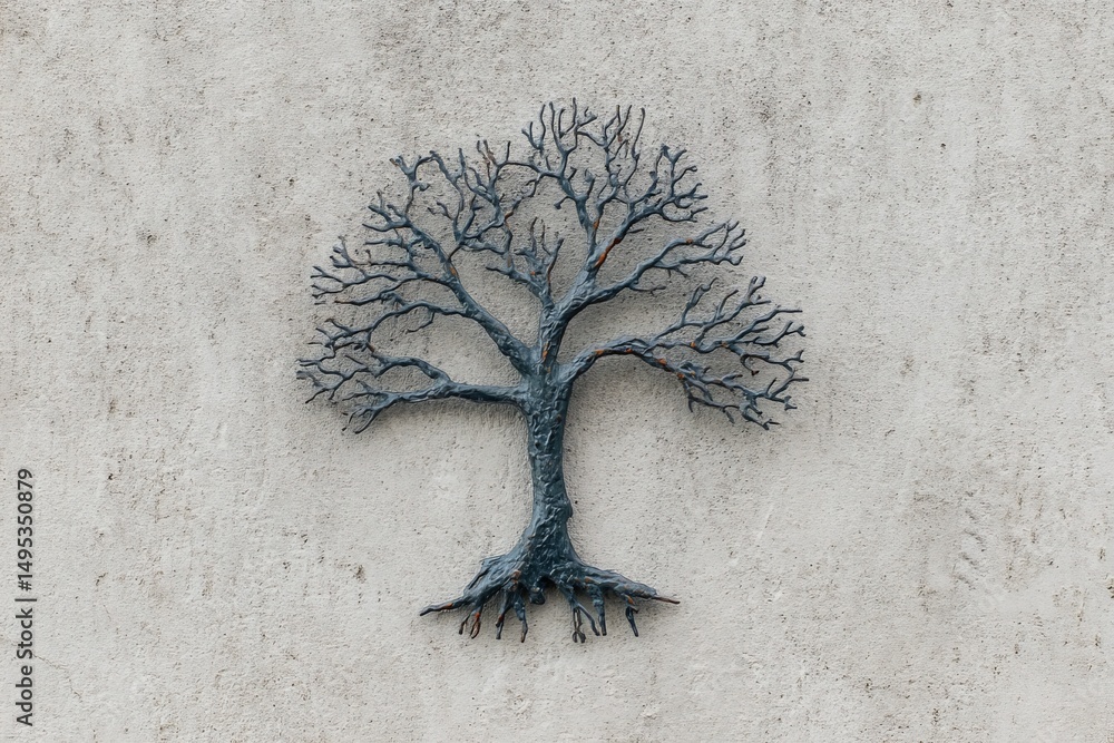 Poster wall art depicting a tree with intricate branches and roots, showcasing artistic craftsmanship and m