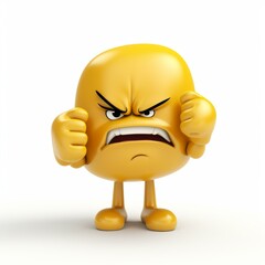 Fototapeta premium Irritated Yellow Character Gripping Fists Expressing Intense Frustration and Anger Emotionally