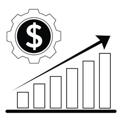 Finacial graph of US dollar in Black & White