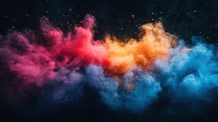 Colorful smoke clouds against a dark background
