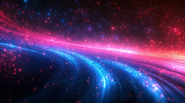 Cosmic swirl of pink & blue light trails