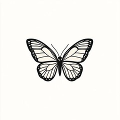 Obraz premium Elegant black butterfly, isolated white background, nature design, print