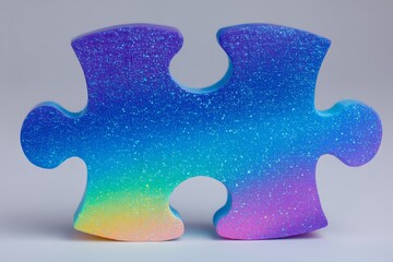 Obraz premium A pristine representation of a multicolored puzzle piece emblematic of diversity and inclusion set against a white backdrop