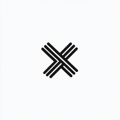 Fototapeta premium Abstract cross design, simple lines, white background, graphic design element