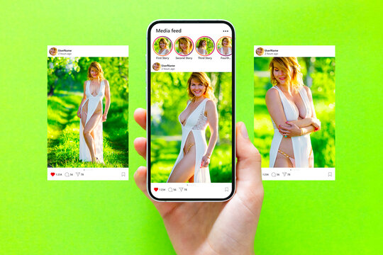 Sample social media posts on mobile phone