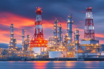 Obraz premium The production of hydrogen energy is offering the oil and gas industry a green alternative fuel, with renewable energy sources playing a key role in the clean energy transition and the pursuit of