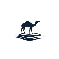 Camel silhouette on desert dunes; travel, tourism, wildlife
